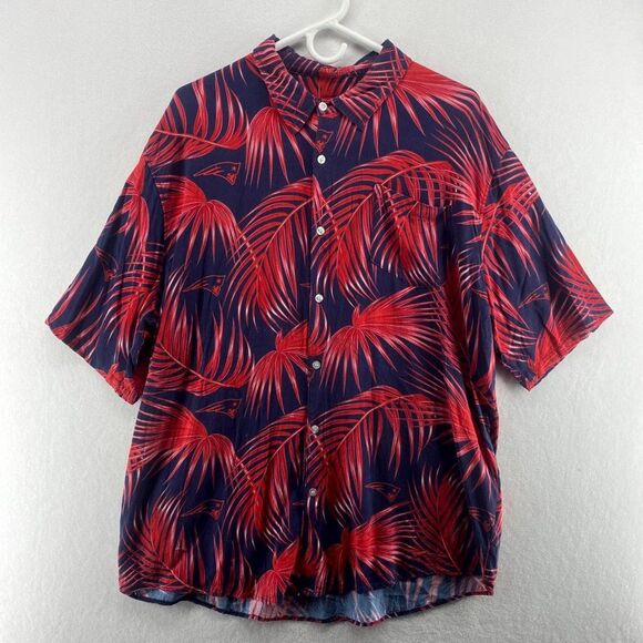 NFL Team Apparel Patriots Hawaiian Button Down Shirt Mens Size 2XL - Picture 1 of 10